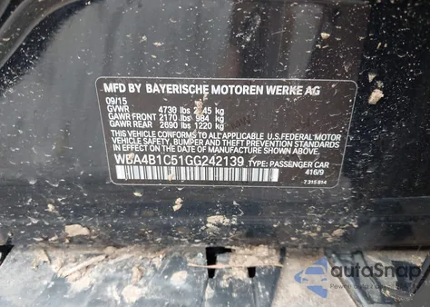 2016 BMW 435 I Gran Coupe из США, поврежденный, VIN WBA4B1C51GG242139